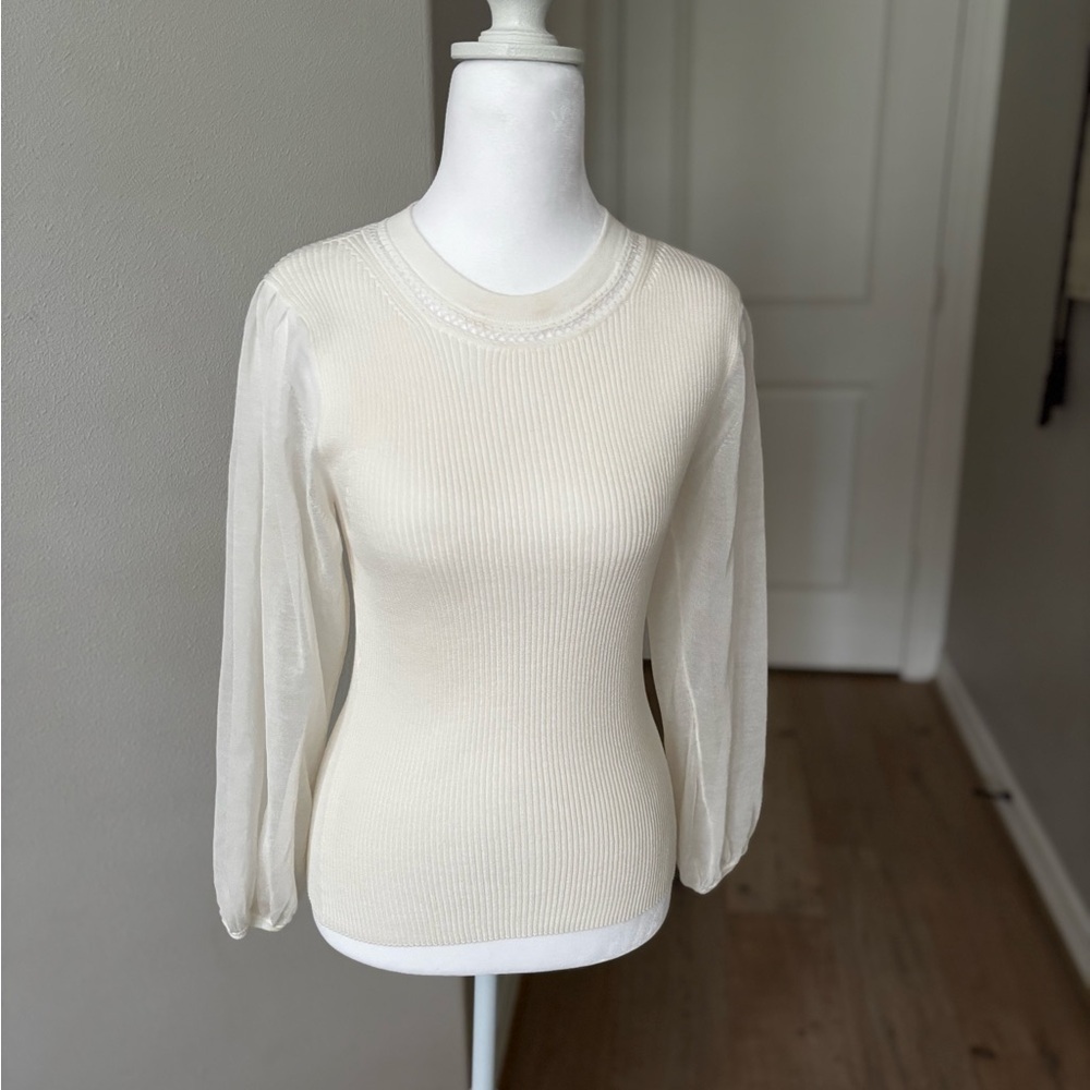 Jonathan Simkhai Cream Ribbed Top